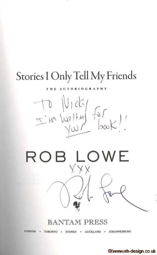 inscription for Nicky in his autobiography