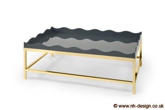 B Belles Rives Coffee Table (Grey) Polished Brass closeup