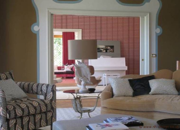 Shutter Stripe in Pomegranate Red as wallpaper